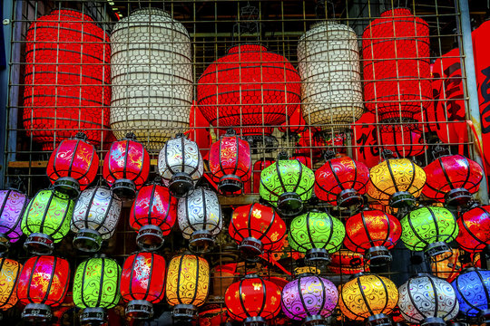Colorful Chinese Paper Lanterns Panjuan Flea Market  Beijing China
