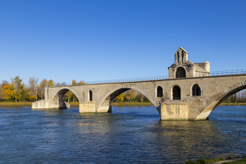 Fototapeta na wymiar Pont d'Avignon, is a famous medieval bridge in the town of Avignon
