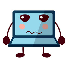 laptop computer kawaii character screen vector illustration
