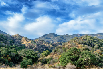 Fototapeta na wymiar Hillsides of Southern California mountain area in morning sun