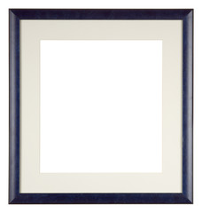 Obraz premium Empty picture frame isolated on white, square format with mount, blue painted finish