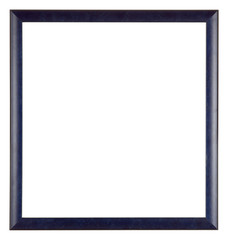Empty picture frame isolated on white, square format, blue painted finish