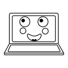 happy laptop kawaii icon image vector illustration design 