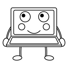 happy laptop kawaii icon image vector illustration design 