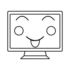 happy computer monitor kawaii icon image vector illustration design 