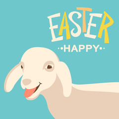 easter sheep   cartoon  design vector illustration flat