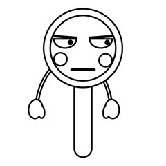 kawaii cute funny magnifying glass vector illustration outline design