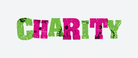 Charity Concept Stamped Word Art Illustration