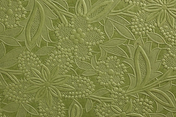 Embossed green floral pattern