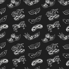 Hand drawn doodle carnival masks seamless pattern © fafarumba