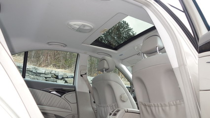 Leather interior design, car passenger and driver seats, clean, angle view side, sunroof solar,...
