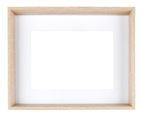 Empty picture frame in a wood grain moulding - obrazy, fototapety, plakaty