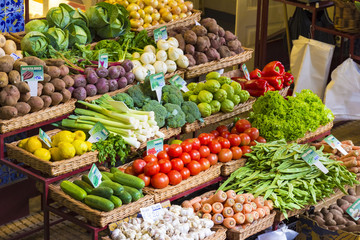 Obraz na płótnie Canvas fresh vegetables market madeira funchal, healthy nutrition