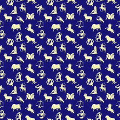 Seamless pattern with Zodiac signs