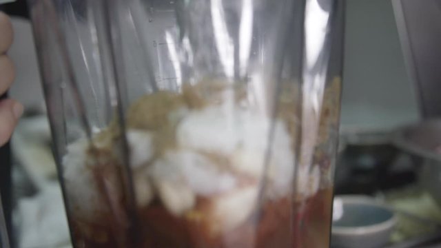 Ingredients for mojo sauce in blender, close up