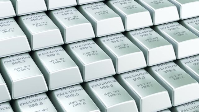 Palladium bars background, animation. 3D rendering