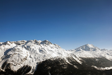 A view of beautiful snow covered mountains in the alps switzerland