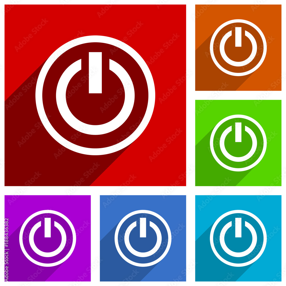 Poster Power vector icons. Flat design colorful illustrations for web designers and mobile applications in eps 10