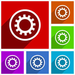 Gear vector icons. Flat design colorful illustrations for web designers and mobile applications in eps 10