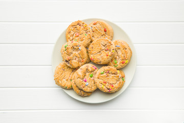 Sweet cookies with colorful candies.
