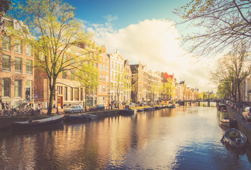 Fototapeta premium Houses of Amstardam, Netherlands