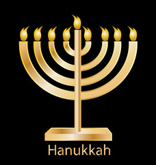 Hanukkah gold menorah icon vector - 188438350