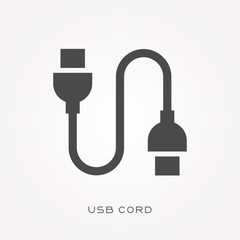 Silhouette icon USB cord