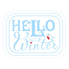 Hello winter hand lettering. Handmade vector calligraphy collect