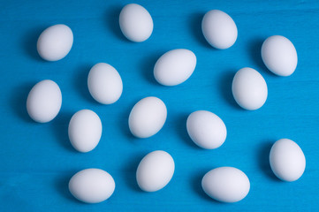 Easter eggs on a blue background