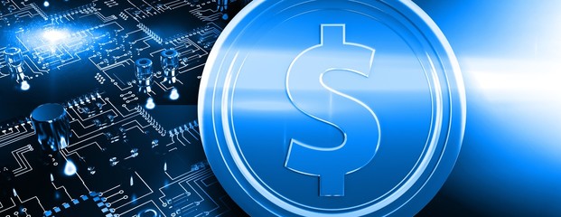 Composite image of bitcoins