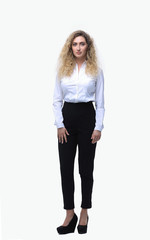 in full growth. a young woman assistant