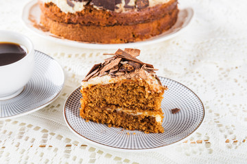 Coffee cake, Strawberries and Coffee