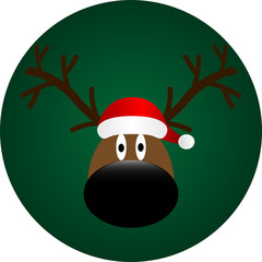 eps 10 vector 2018 banner with funny Rudolph reindeer portrait. Happy New Year 2018 greeting poster. Cartoon style Santas hepler. Clip art graphic background illustration for web, print, design