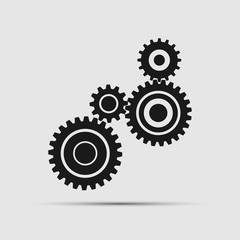 four pieces gears set icon on background.