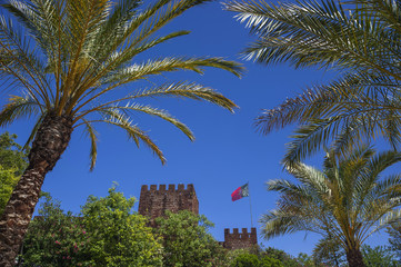 Die Burg mit Palmen in Silves, Portugal