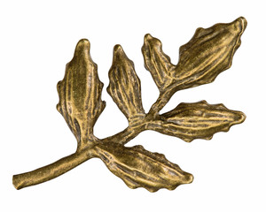 Filigree in the form of a branch of plant , decorative element for manual work, isolated on white, with clipping path