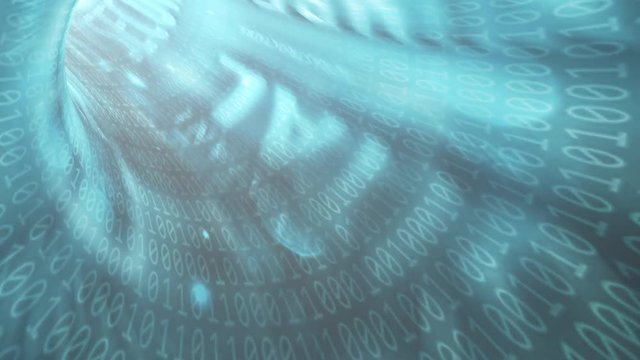 Abstract tunnel motion with binary numbers. Digital technology concept. Seamless loop.