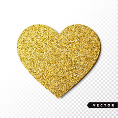 Vector gold sparkles heart. Valentines Day Vector Sparkles and Glitters. Holiday Design.
