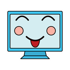 happy computer monitor kawaii icon image vector illustration design 