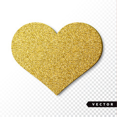 Vector gold sparkles heart. Valentines Day Vector Sparkles and Glitters. Holiday Design.