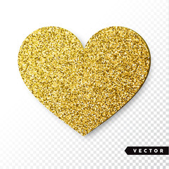 Vector gold sparkles heart. Valentines Day Vector Sparkles and Glitters. Holiday Design.