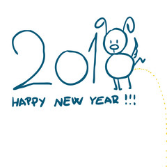Happy Chinese New Year design, cute dog peeing - vector illustration sketch