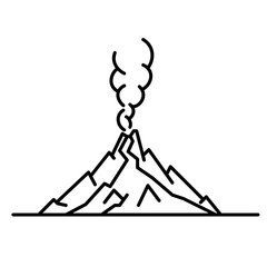 Flat line art volcano illustration © Black Spring