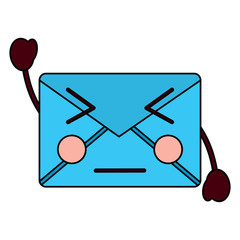 mail envelope kawaii character cartoon vector illustration  