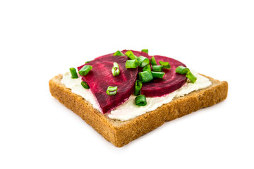 sandwich with beetroot isolated on white background