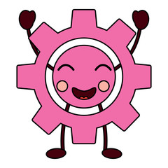 gear machinery piece cute kawaii cartoon vector illustration  