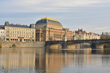 National Theater and the bridge of Legia in Prague.
