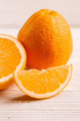 oranges and juice on a white background