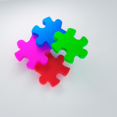 Obraz premium 3D rendering of abstract puzzle blocks