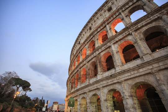 Rome: the Colosseum at sunset. 